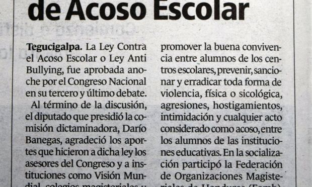 Aprueban Ley Contra Acoso Escolar (Bullying)  World 